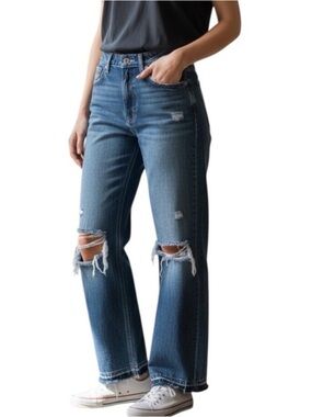 CELLO Super High Rise Dad Cotton Distressed Blue Jeans size 9 New with Tags
